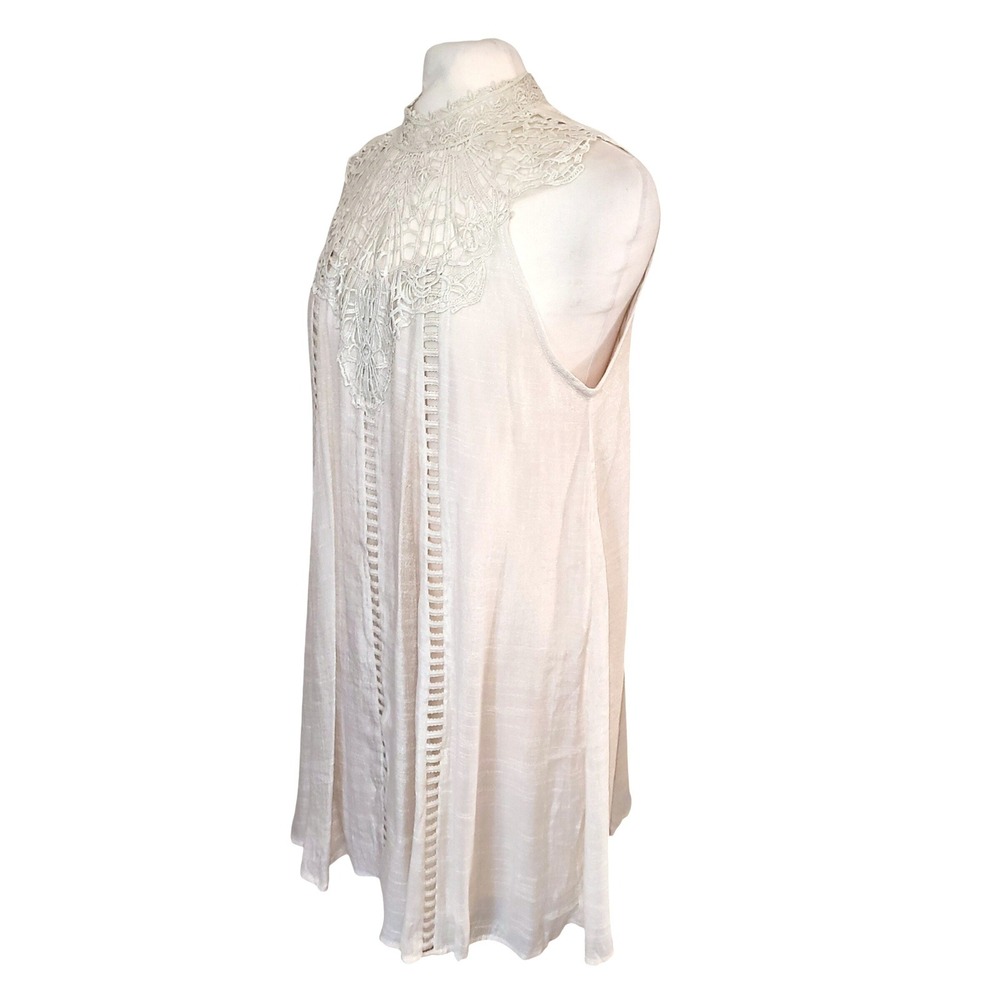 Entro Ivory Crochet Lace Sleeveless Whimsical Antique Cottagecore Boho Dress M - Picture 3 of 10